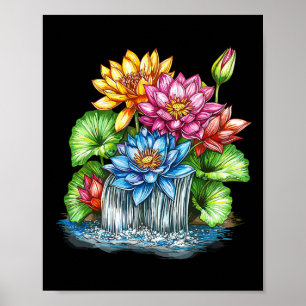 Poster Jardim Zen de Meditação da Cachoeira de Lótus Colo