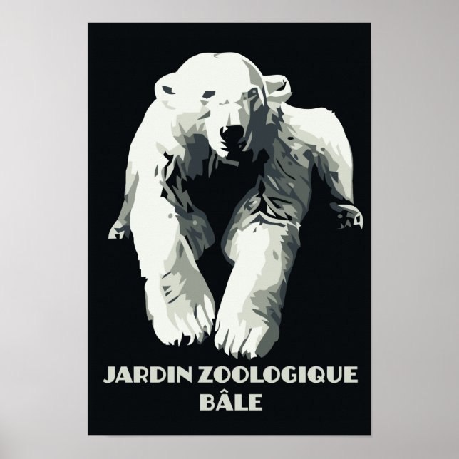 Poster Jardim Zoológico de Vintage e urso polar de Basile (Frente)