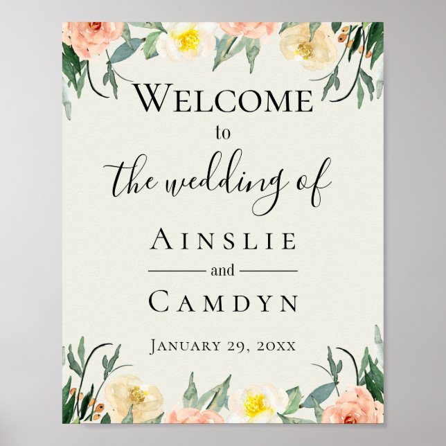 Poster Jardin De Fleurs Wedding Welcome (Frente)