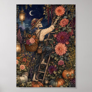 Poster Jardineiro Esqueleto Caprichoso Arte Whimsigoth de