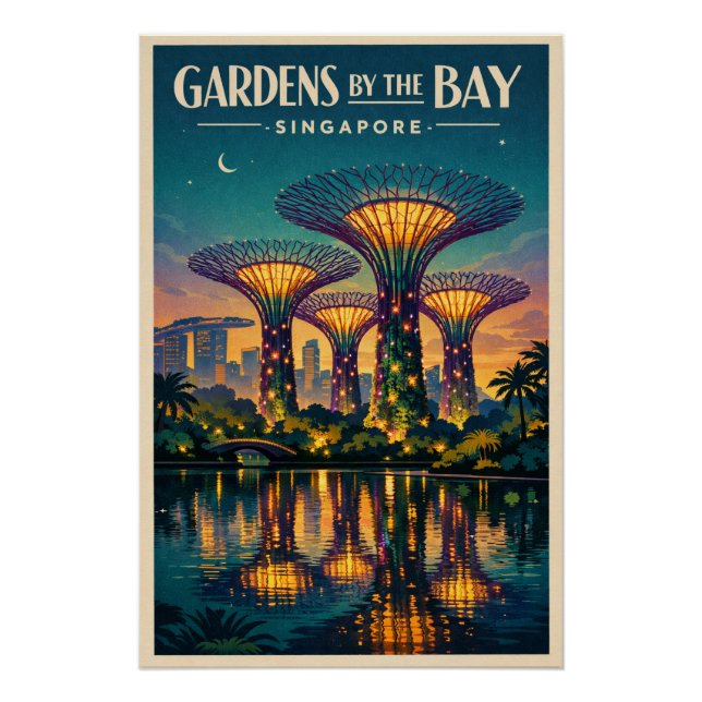Pôster Jardins à Beira da Baía em Singapura (Frente)