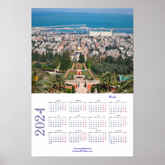 Poster Jardins Bahá'í, Haifa, calendário de Israel para 2