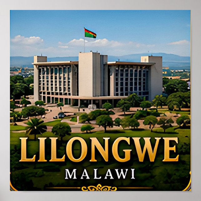 Poster Jardins de Lilongwe e Espírito Moderno do Malawi (Frente)