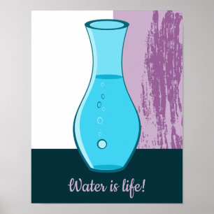 Poster Jarra de Água de Vidro Azul É a Vida!