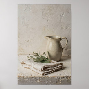 Poster Jarra de Cozinha Neutra de País em Natureza Morta