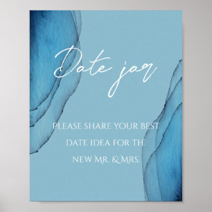 Poster Jarra de datas azul oceano aquamarine para chá de