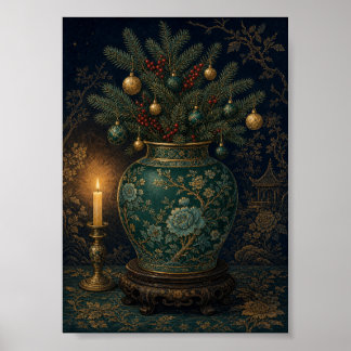 Poster Jarra de Gengibre Natal Esmeralda Chinoiserie Natu