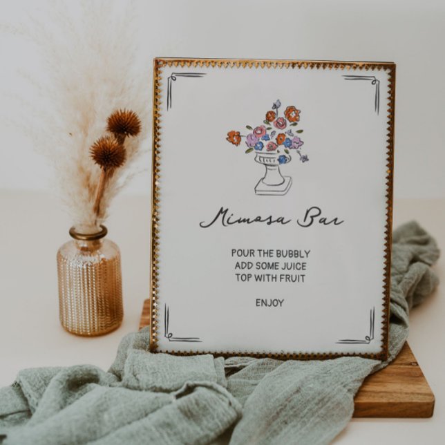 Poster Jarra Floral Desenhada à Mão Excêntrica Bar de Mim (Criador carregado)