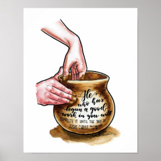 Poster Jars of Clay - Potter jogando um vaso - aquarela