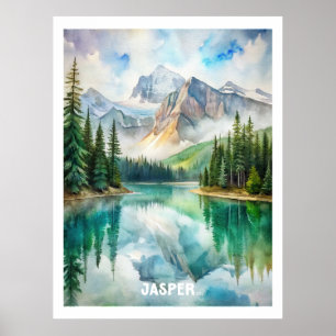 Poster Jasper National Park Watercolor Painting