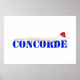 Poster Jato Concorde com Texto Azul em Destaque