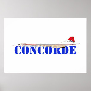 Poster Jato Concorde com Texto Azul em Destaque