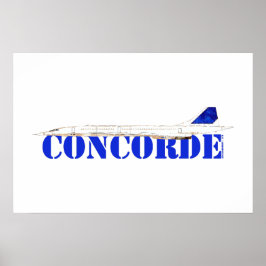 Poster Jato Concorde icônico com tipografia azul ousada