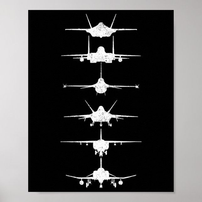 Poster Jatos de Combatente da Força Aérea F-4 F-111 F-15  (Frente)