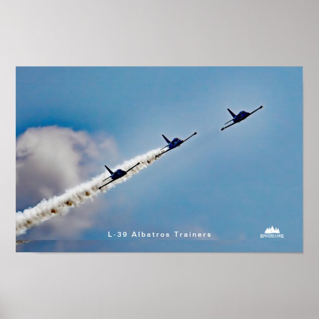 Poster Jatos de treinador Albatros L-39 sobre o lago Higg (Frente)