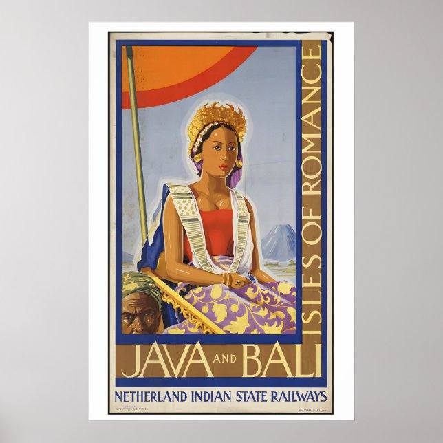 Poster Java Bali Indonésia Ilhas do Romance Vintage (Frente)