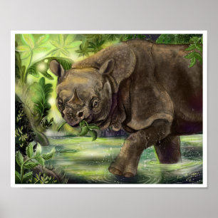 Poster Javan Rhino Art