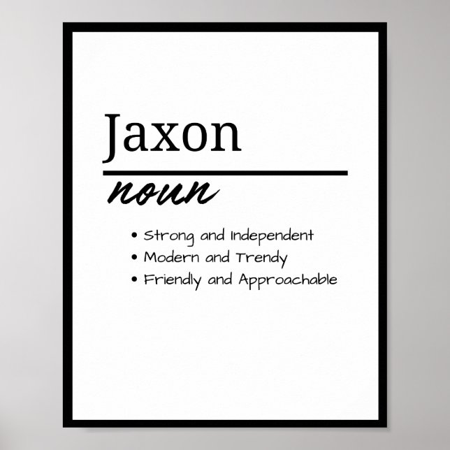 Poster Jaxon, Definição de Nome Personalizado Masculino (Frente)