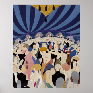 Pôster Jazz Age Art Deco Dançando casais de dança arte de
