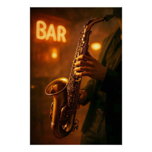 Pôster Jazz em Luzes de Bar