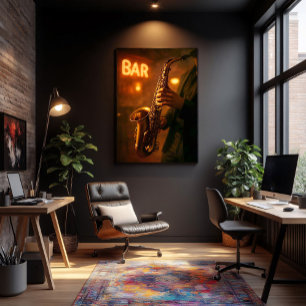Poster Jazz em Luzes de Bar