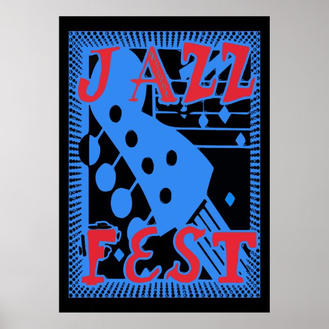 Poster Jazz Fest Guitar em Azul também (Frente)