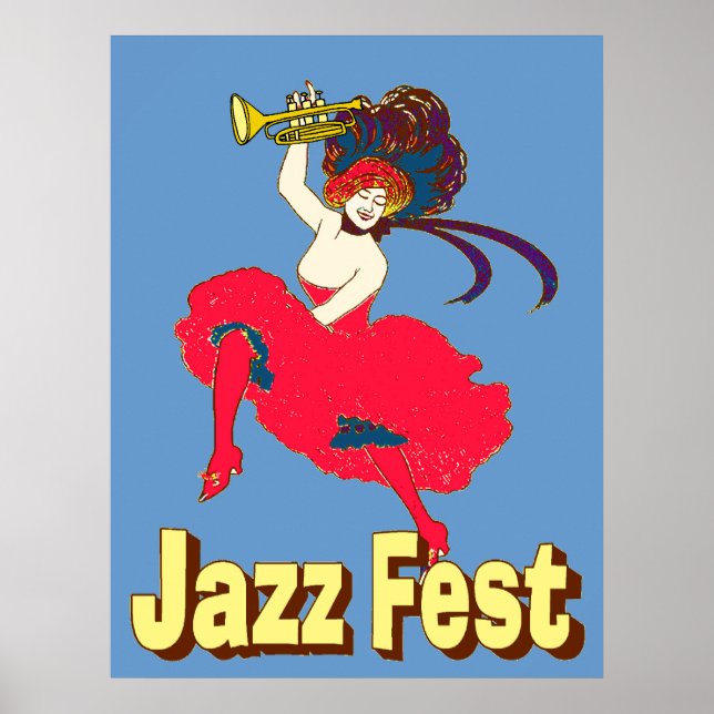 Pôster Jazz Fest Lady With Horn (Frente)