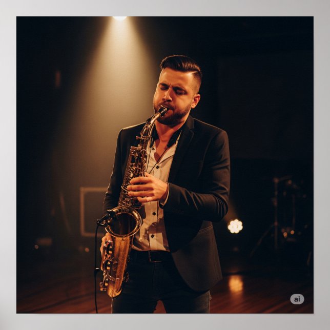 Poster Jazzman Saxofone Player (Frente)