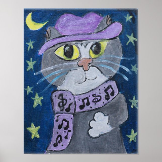 Poster Jazzy Cat Folk Art (Frente)