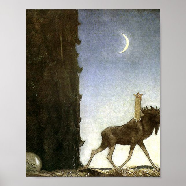 Poster Jbleap the elk John Bauer (Frente)