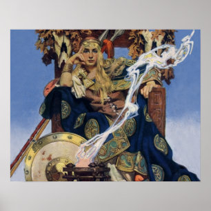 Pôster JC Leyendecker Rainha Maeve Guerreira Celta