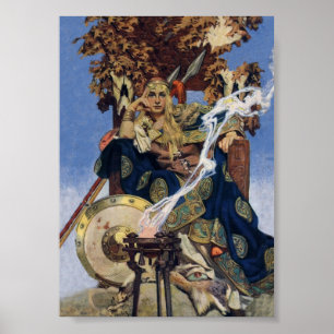 Poster JC Leyendecker Rainha Maeve Guerreira Celta