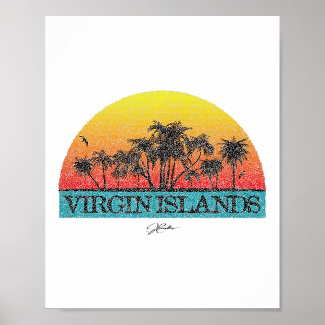 Poster Jcombs_ Virgin Islands Sun com Palm Trees _1 (Frente)
