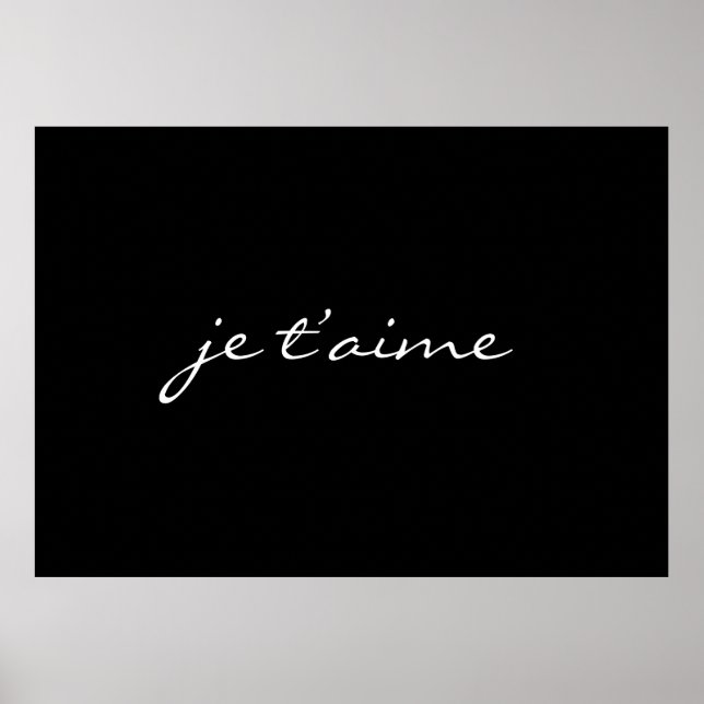 Poster je t’aime Eu Amo Você Francês Chic Black & White (Frente)