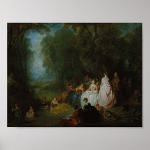 Poster Jean-Antoine Watteau - Recolha Pastoral