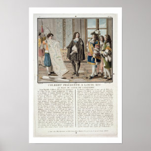 Pôster Jean Baptiste Colbert (1619-83) apresenta o mapa o
