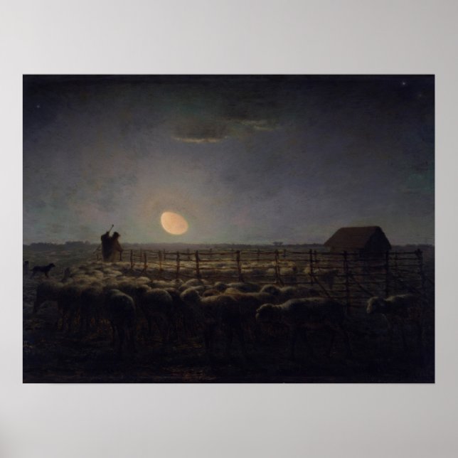Poster Jean-Francois Millet - Orelha, Lua 1860 (Frente)