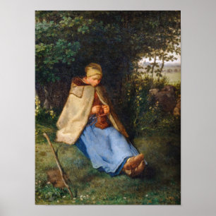 Poster Jean-Francois Millet - The Knitter