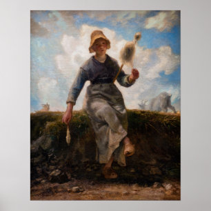 Poster Jean-Francois Millet - The Spinner Girl
