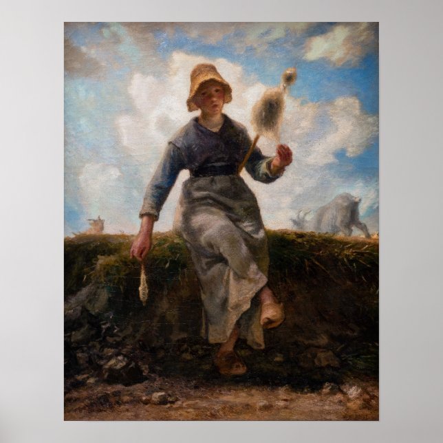 Poster Jean-Francois Millet - The Spinner Girl (Frente)