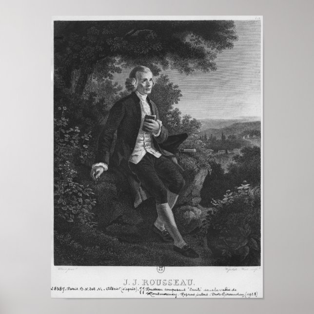 Poster Jean-Jacques Rousseau que compõe "Emile" (Frente)