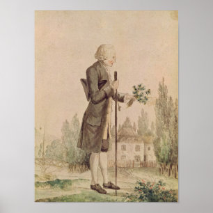 Pôster Jean-Jacques Rousseau que recolhe ervas