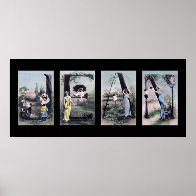 Poster JEAN Vintage - Alphabet - Letra Name Art (Frente)