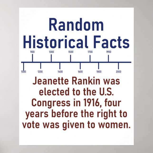 Poster Jeanette Rankin Foi Eleita - Fato Histórico (Frente)
