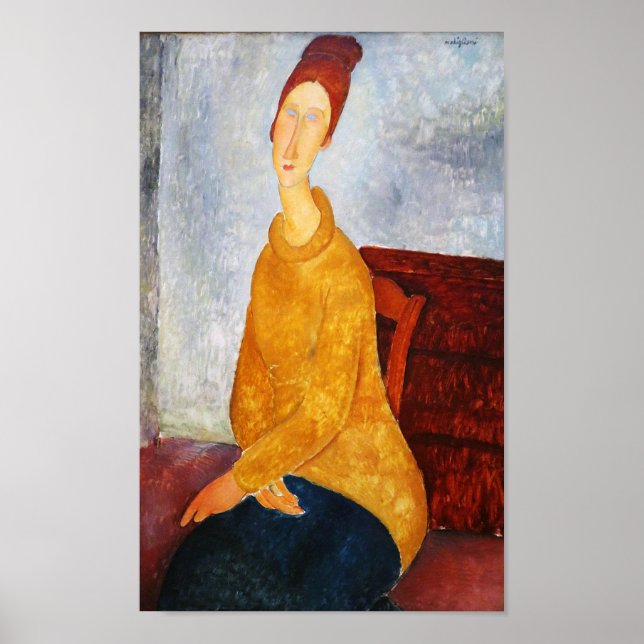 Poster Jeanne Hebuterne em Suéter Amarelo, Modigliani (Frente)