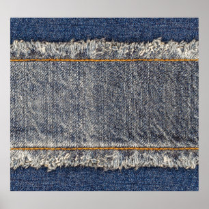 Poster Jeans Azuis Denim: Patch Duplo Casual