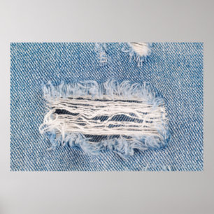 Poster Jeans rasgados azuis, Texturas rasgadas jeans de v