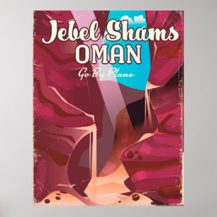 Poster Jebel Shams, Oman viagens vintage poster.