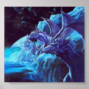 Pôster Jeff Easley - desconhecido - dragões azuis em uma