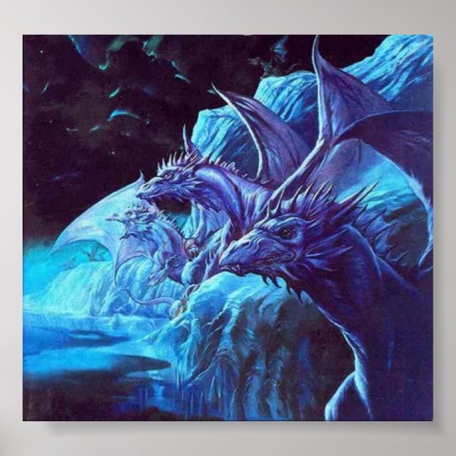 Pôster Jeff Easley - Desconhecido - dragões azuis na cost (Frente)